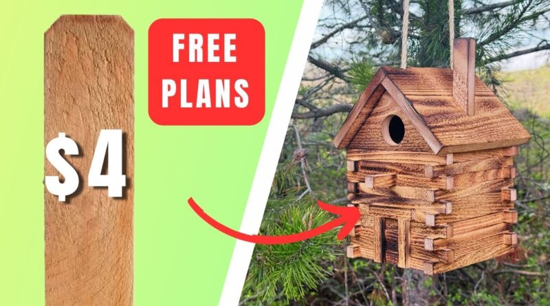 Make This Log Cabin Birdhouse for Under $4 (FREE PLANS)